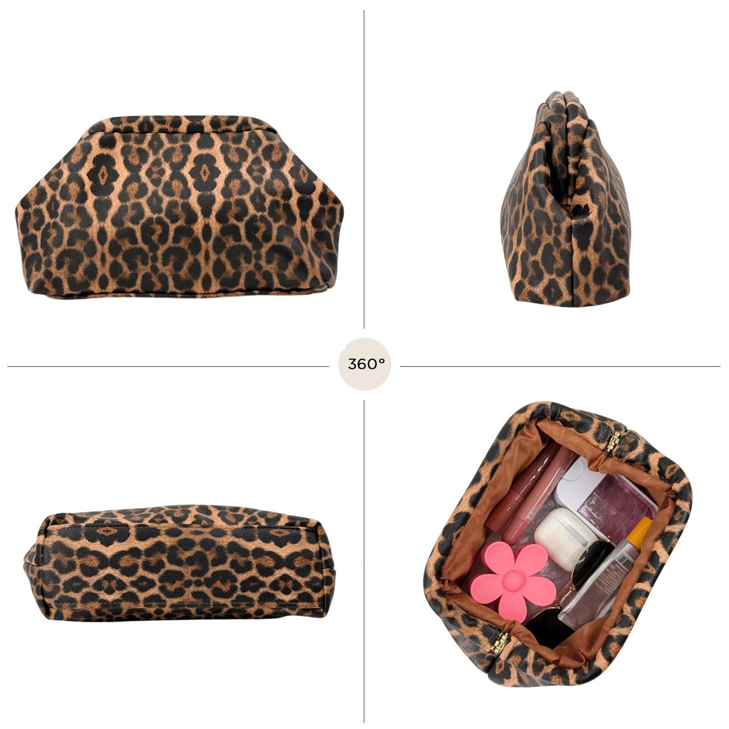 Stizimn Women's Evening Cloud Clutch Bag, Crocodile Leopard Sequin Denim Cow Print Moroccan for Party Wedding Prom (Leopard Print)