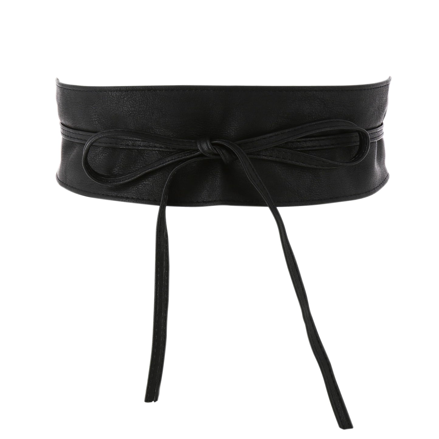 FASHIONGEN Obi Belt for Women – Wide Waist Belt in Faux Leather, MICA - Black, Large/X-large