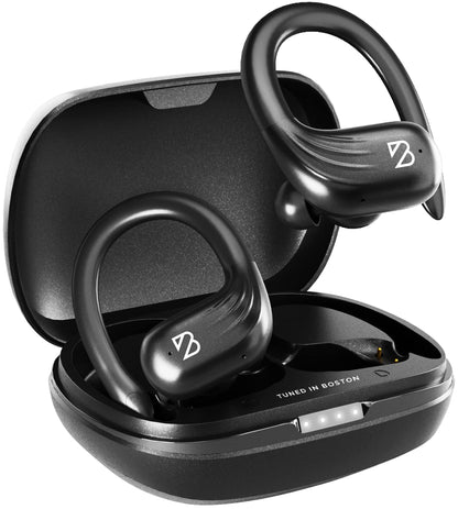 Back Bay Audio Runner 60 Wireless Running Earbuds, 80 Hour Long Battery Life Over The Ear Earbuds with EarHooks, Wrap Around Earphones Wireless Bluetooth Earphones with Microphone, in Ear Headphones