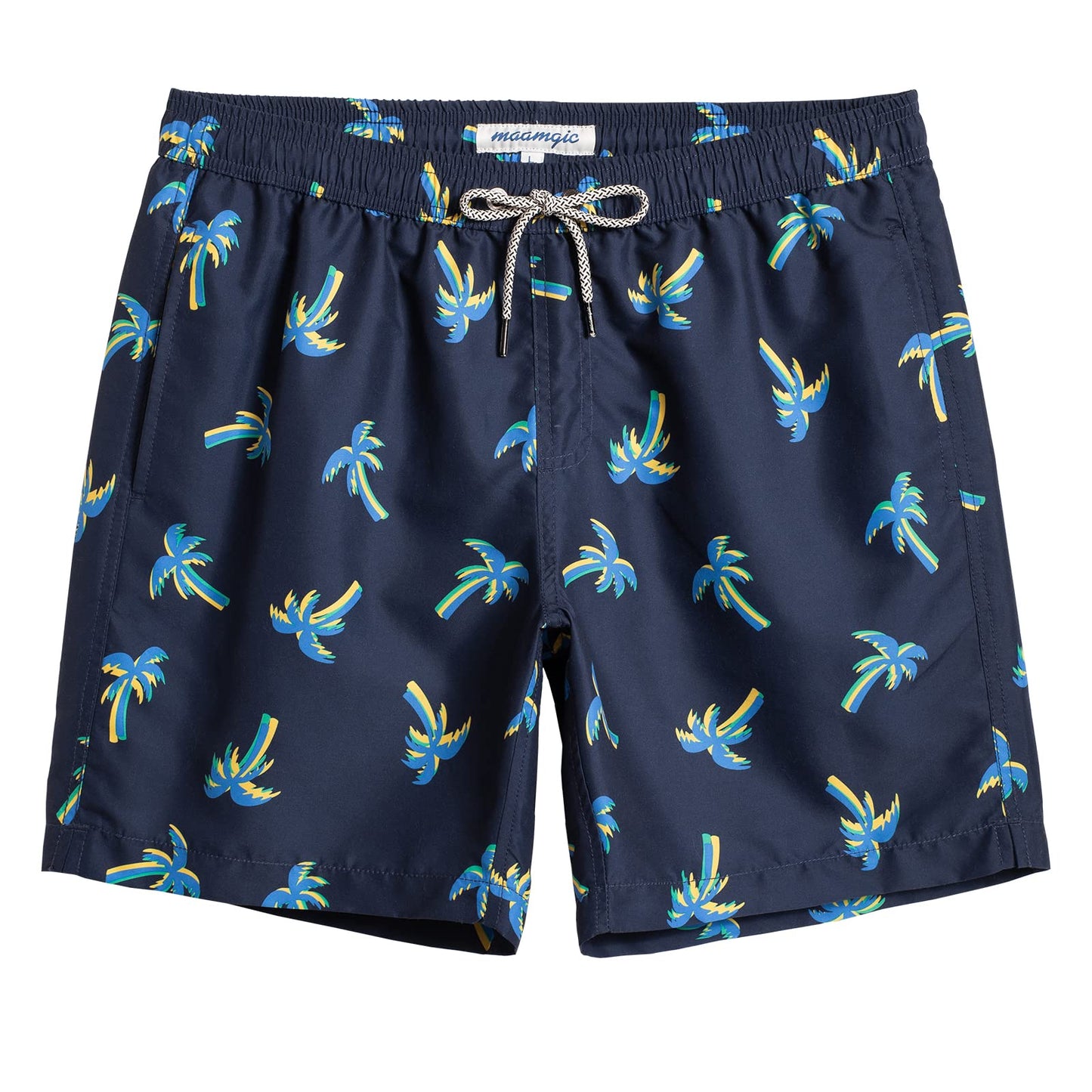 maamgic Mens Swim Trunks Quick Dry Swim Shorts with Mesh Lining Funny Swimwear Bathing Suits 7inch Dark Blue Luminous Coconut X-Large