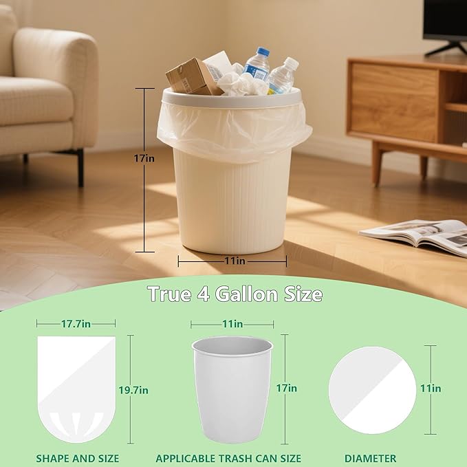 TECHSHARE Small Garbage Bags 4 Gallon
