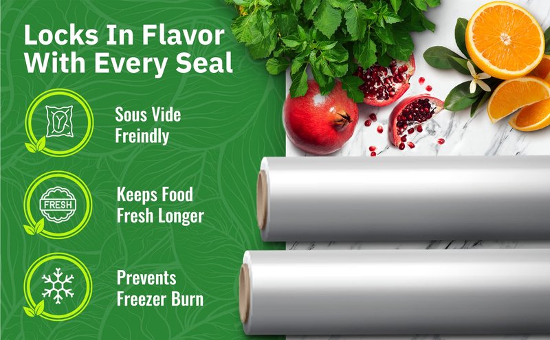 EverFresh 11" x 25' Vacuum Sealer Rolls, 4 Pack | 15% THICKER Embossing | Compatible with FoodSaver Machines, BPA Free, Commercial Grade Food Sealer Bags