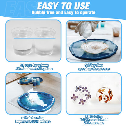 Teexpert Crystal Clear Epoxy Resin: 34oz Kit, Yellowing Resistant, Fast Curing for Casting, Coating, Art, DIY, Craft, Jewelry, Wood, Table - 2 Part(17oz Resin and 17oz Hardener)