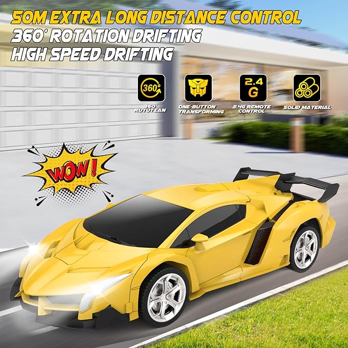 Transform Remote Control Car Toy for Kids 4 5 6 7 8 Remote Control Car for Boys 4-7 Transform Cars for Boys 4-6 Toy Car 5 Year Old Boy Toys for 3 4 5 6 7 8 9 10 11 12 Years Old Boy