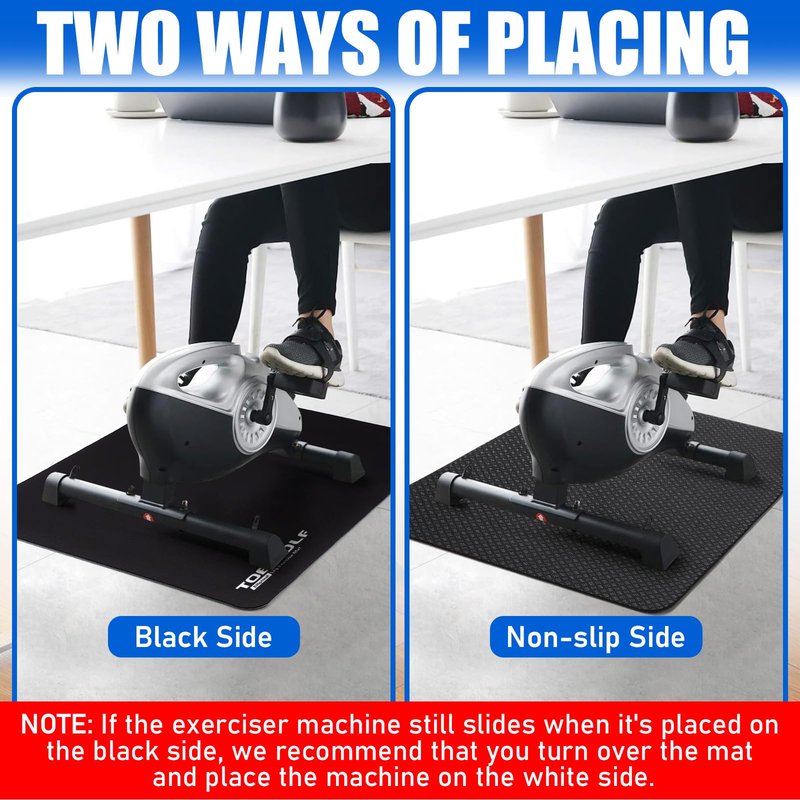 TOBWOLF Non-Slip Workout Mat for Under Desk Ellipticals, Exercise Mat for Ellipse Leg Exerciser Machine, Apply to Foot & Leg Pedal Exerciser for Seniors Fitness, Enhanced Stability & Floor Protection