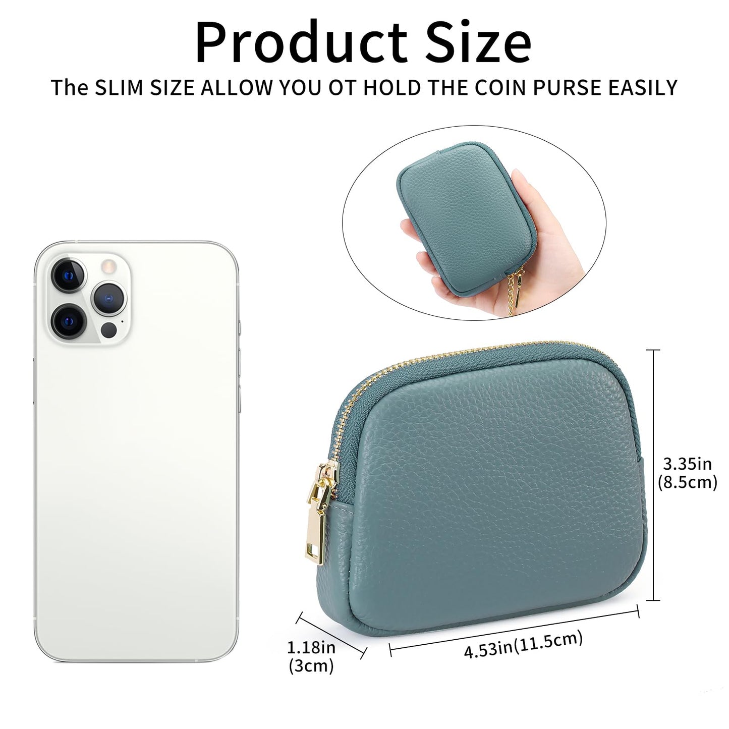 SENDEFN Mini Coin Purse Soft Leather Small Coin Pouch Purses Women Zipper Pocket with Key Ring