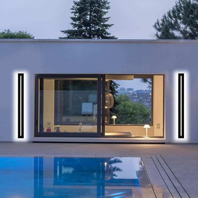 Outdoor Wall Light Exterior Wall Sconce 2 Pack Long LED Linear Exterior Light Wall Mount 60 Inch 5CCT Dimmable LED IP65 Waterproof Outdoor Wall Lamp Modern Porch Patio Entrance House Lighting