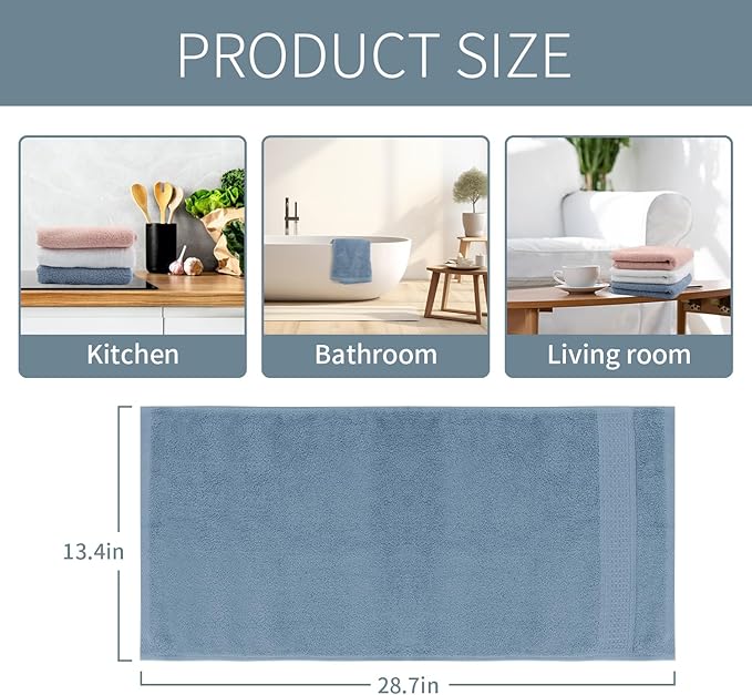 3 Pack 100% Cotton Wash Cloth, 13x29 Inch Highly Absorbent and Soft Feel