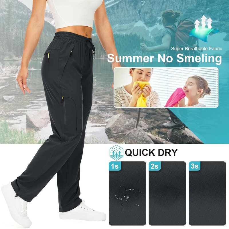 Womens Hiking Pants - Quick Dry Lightweight Cargo Pants with UPF 50 | Zipper Pockets for Travel & Golf