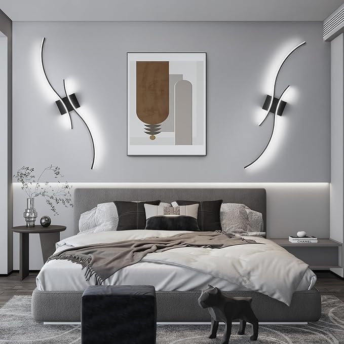CANEOE Modern Led Wall Light, 39inch Black Indoor Led Wall Sconce Lighting, Bathroom Vanity Light Fixtures Over Mirror for Living Room Hallway Bedroom Bedside Wall Lamp (Cool White, 6000K)
