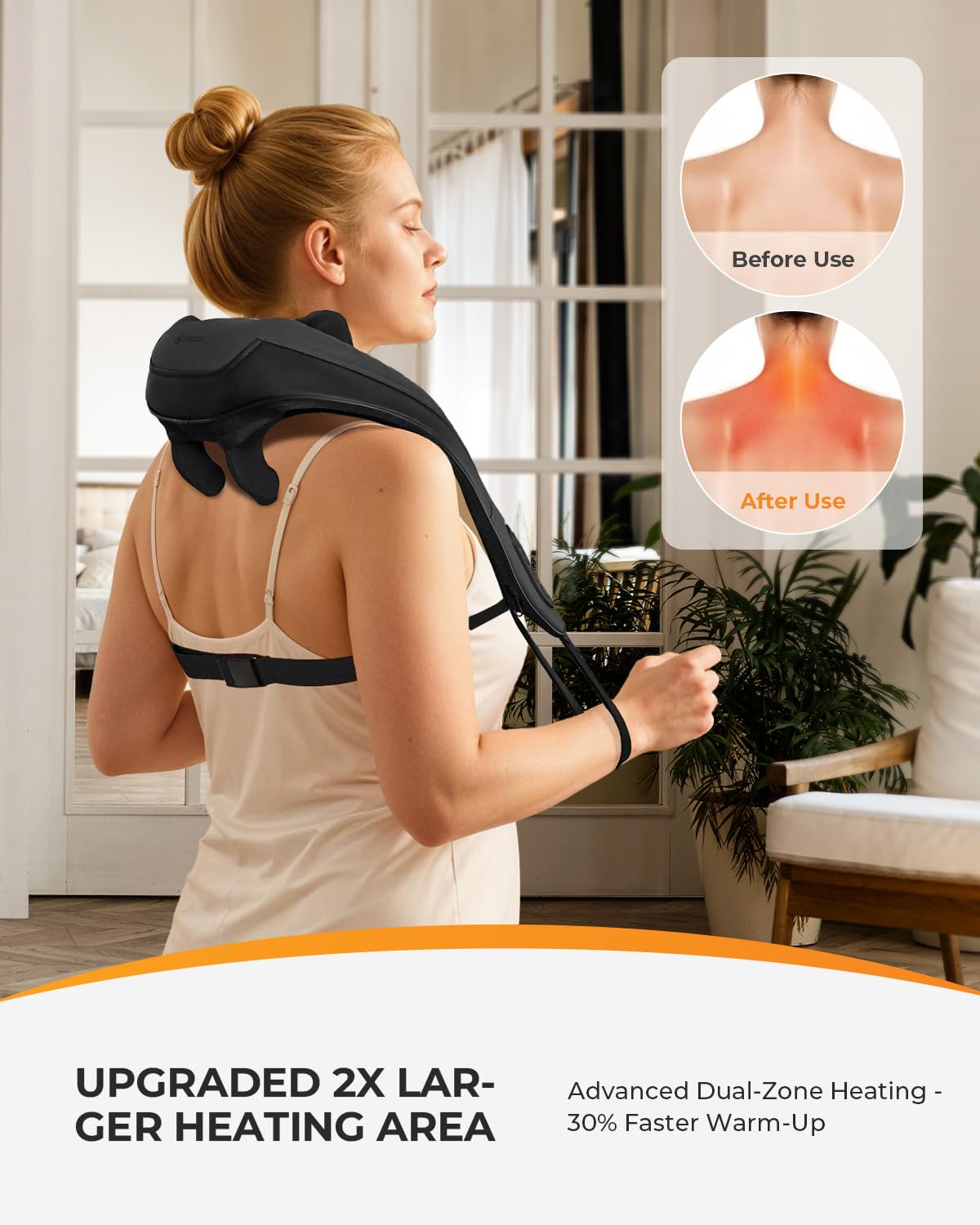 CooCoCo Upgraded Cordless Neck Massager - FSA Eligible, Back Massager for Pain Relief Deep Tissue,Shoulder Massager with Heat,6D Shiatsu Kneading,HSA Electric Rechargeable Massager,Gifts for Men Women