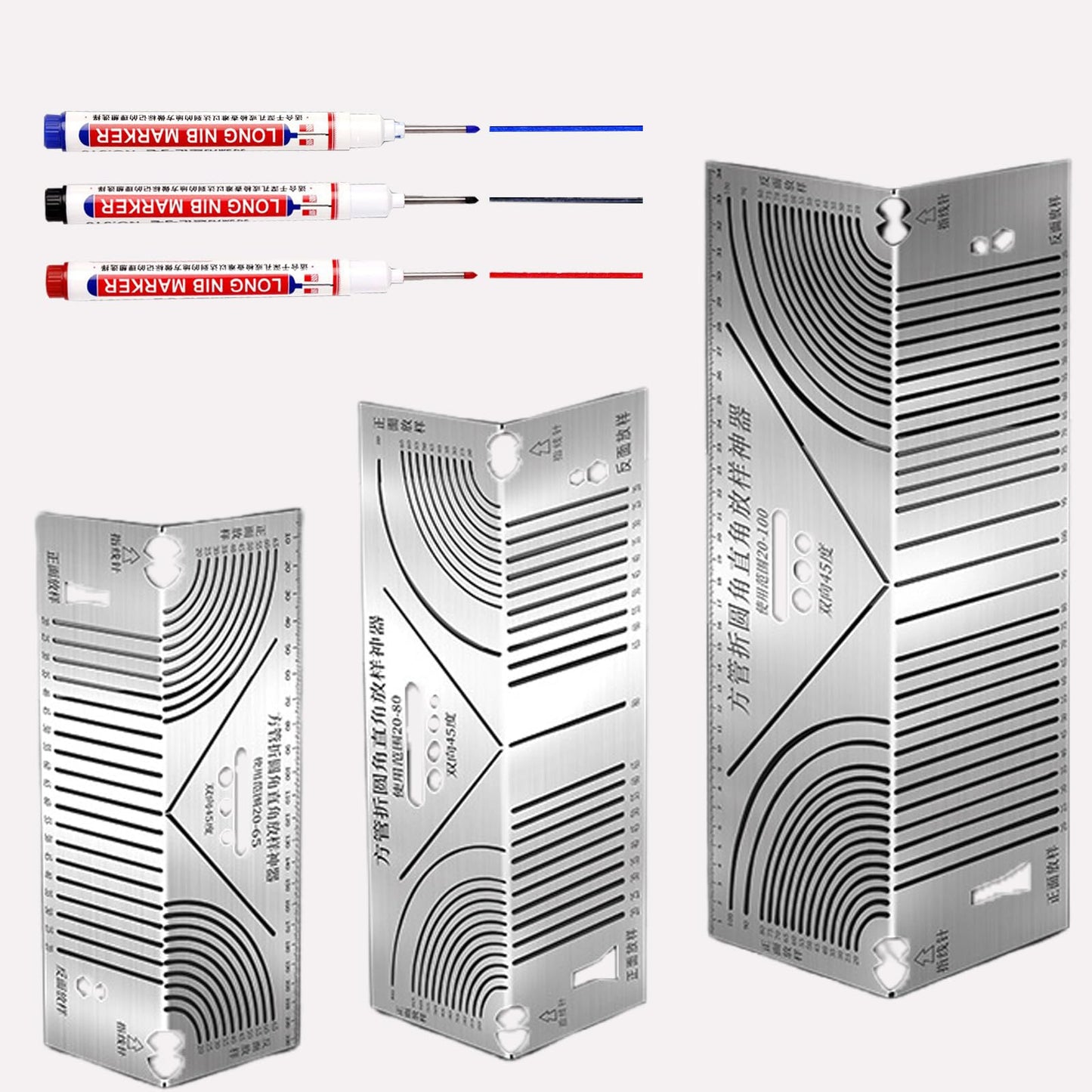 Diliwadu 3Pack Angle and Arc Marking Tool Metal Scribe Tool, Adjustable Linear Arc Dual-Purpose Scriber Metal Marking Tool for Pipe Tube Bending