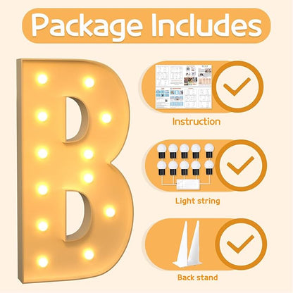 Marquee Letters 4 Feet Tall Large Light Up Letters B Baby Shower Decorations Birthday Engagement Party Decor Yellow Light Birthday Decorations Balloon Arch Kit Foam Sign B