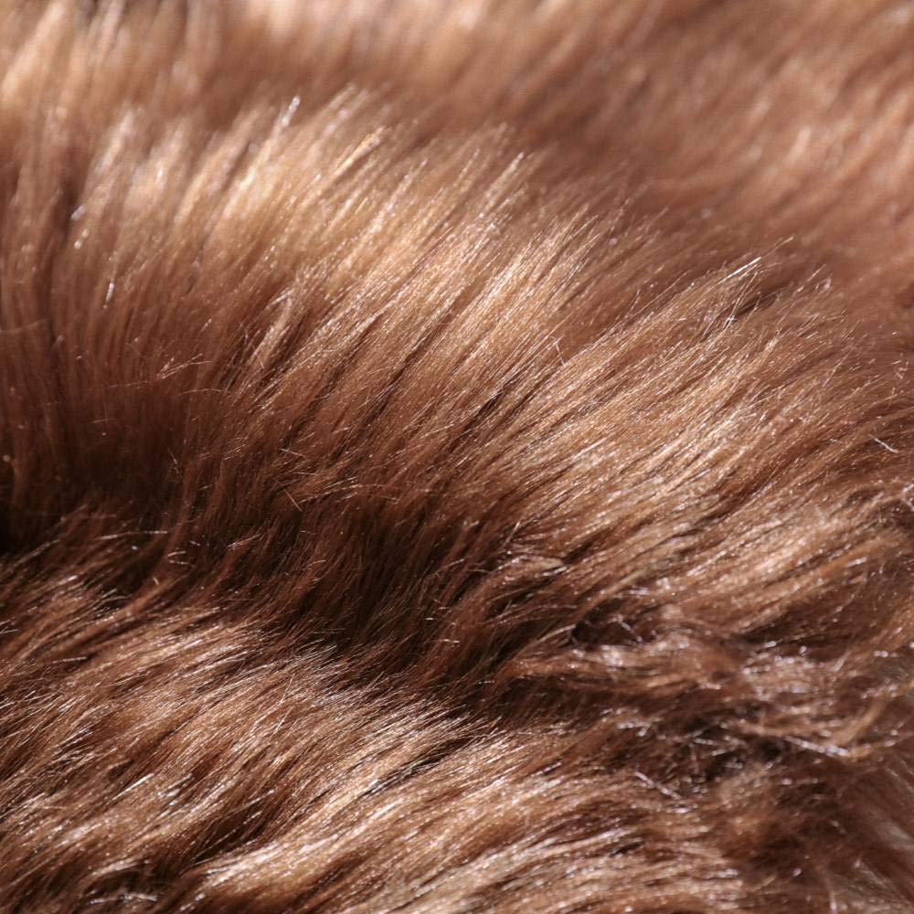 Carvapet 2x4 Faux Fur Rug - Brown Faux Sheepskin Shaggy Area Carpet Plush Chair Cover, Soft Suede Backing Machine Washable Mat for Bedroom Living Room