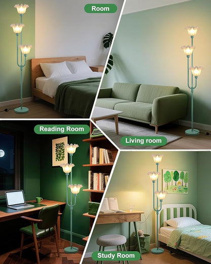 Lightdot 66IN Flower Floor Lamp 3-Lights Vintage Floor Lamps with 3000K Warm White Bulbs for Wedding Party Modern Tall Standing Lamp for Living Room/Bedroom