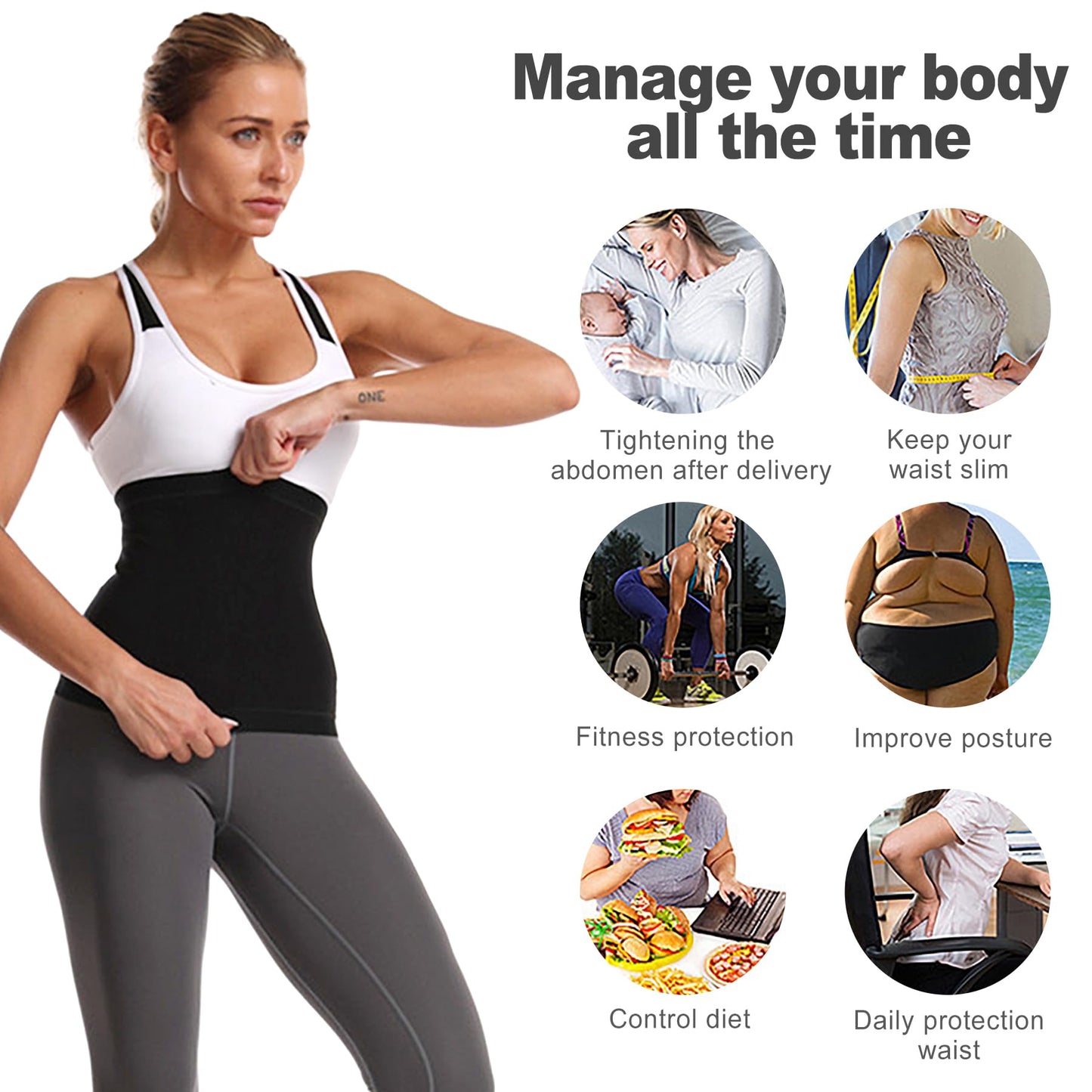 ZukoCert Sauna Belt for Women Weight Loss, Lower Belly Fat Sauna Waist Trainer, Stomach Sweat Band, Slimming Suit, Workout Sweat Shaper for Women(S/M) Blue