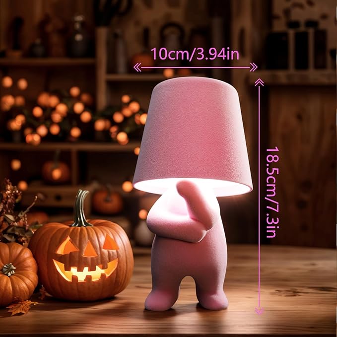 Modern Creative Design Table Lamp for Youth: Rechargeable Cute Light for Kids Child Teen -Bedside Lamps for Nightstand- Gift for Birthday Christmas Halloween Easter， 3-Color Dimmable.