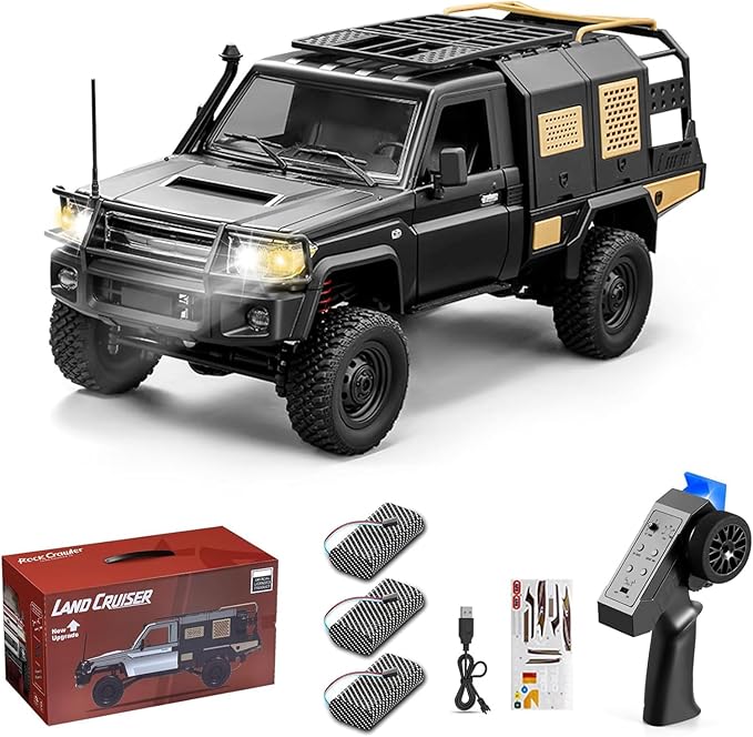 1/12 Scale RC Crawler MN-82S Remote Control Car 2.4GHz 4WD Off Road Rock Crawler Vehicle with Lights DIY Land Cruiser Pickup Truck Toy for Adults