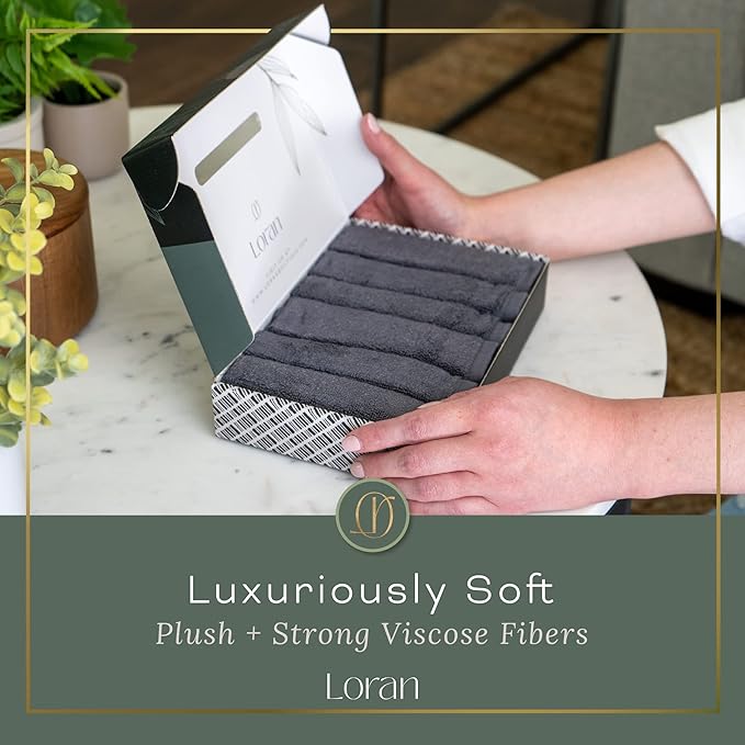 Charcoal Grey Washcloths Set of 6 Soft Facial Cloths 10” x 10” 100% Viscose