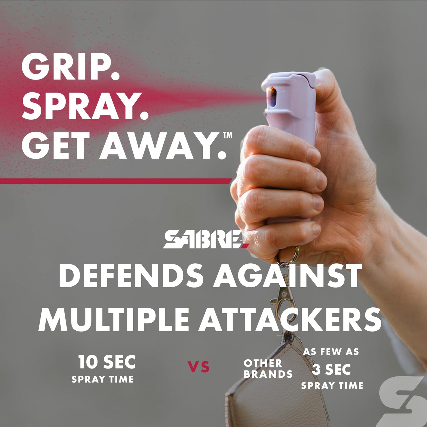 SABRE Pepper Spray & 2‑in‑1 Stun Gun with Flashlight Self Defense Kit – Fast Flip Top 10‑Second Safety Spray with Finger Grip & Keychain – Rechargeable Stun Gun, 1.60 µC Charge, 120‑Lumen LED Light