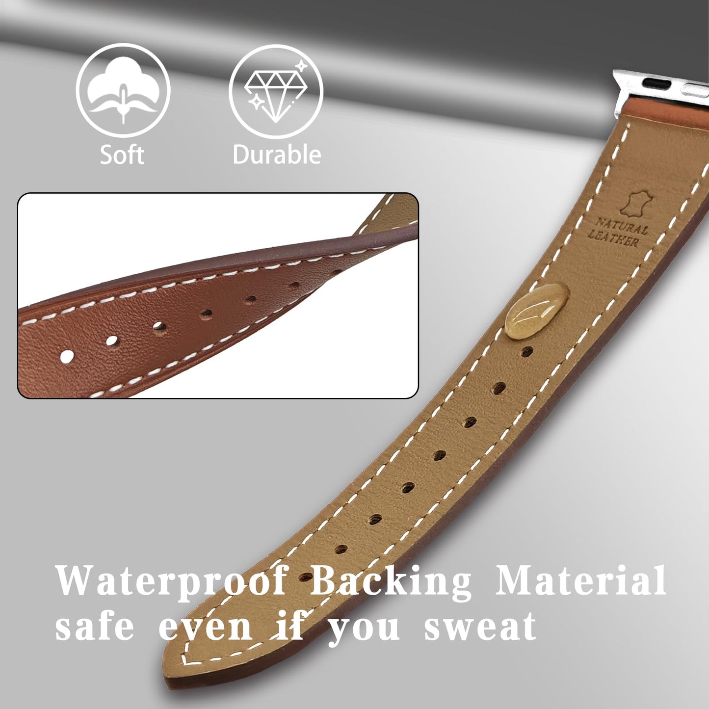 Premium Italy Leather Bands Compatible with Apple Watch Band 40mm 38mm 41mm 42mm 44mm 45mm 46mm 49mm Women Men, Leather Smartwatch Replacement Straps for iWatch Series Ultra SE 11 10 9 8 7 6 5 4 3 2 1