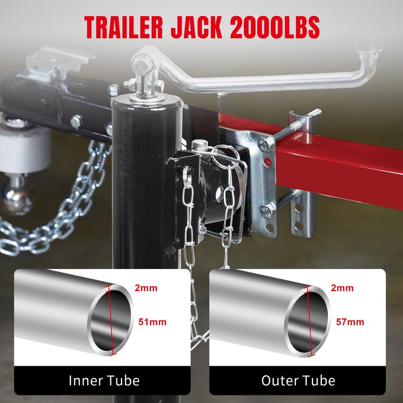 Torin 2000lbs Trailer Jack Heavy-Duty Square Direct Weld on RV Jack, 10 Inches Lift, Adjustable Drop Leg, for Lifting RV Trailer, Horse Trailer, Utility Trailer, Yacht Trailer