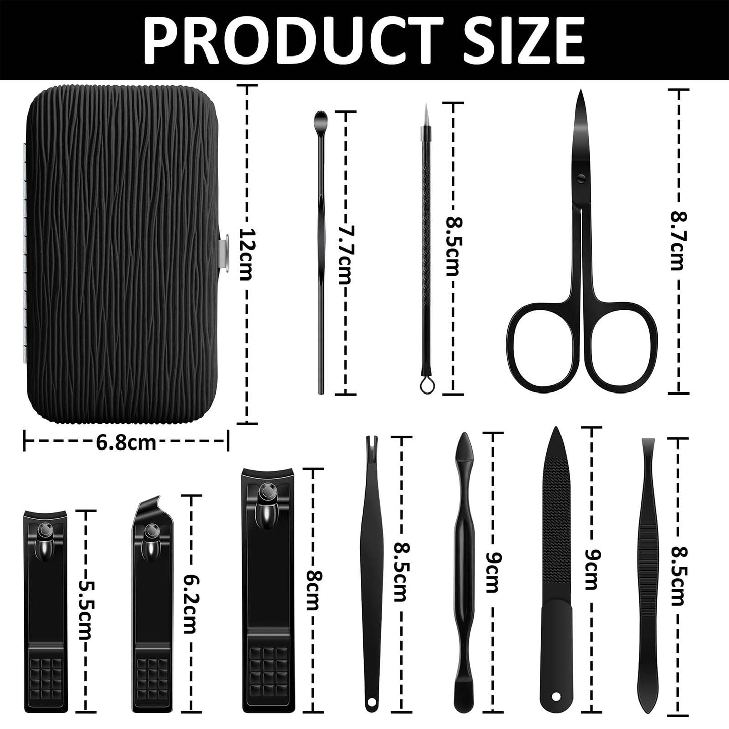 BLESWIN 10-Piece Nail Care Kit, Professional Manicure Set with Green Leather Case, Ideal for Women & Men