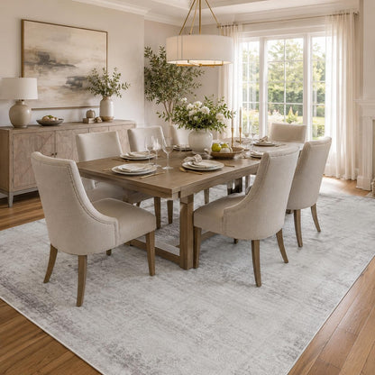 FancyRoof 8x10 Area Rugs for Living Room Bedroom Washable, Modern Abstract Grey White Beige Rugs Large Carpets Ultra Soft Faux Wool Retro Dining Room Non Slip & Non-Shedding Low Pile Print