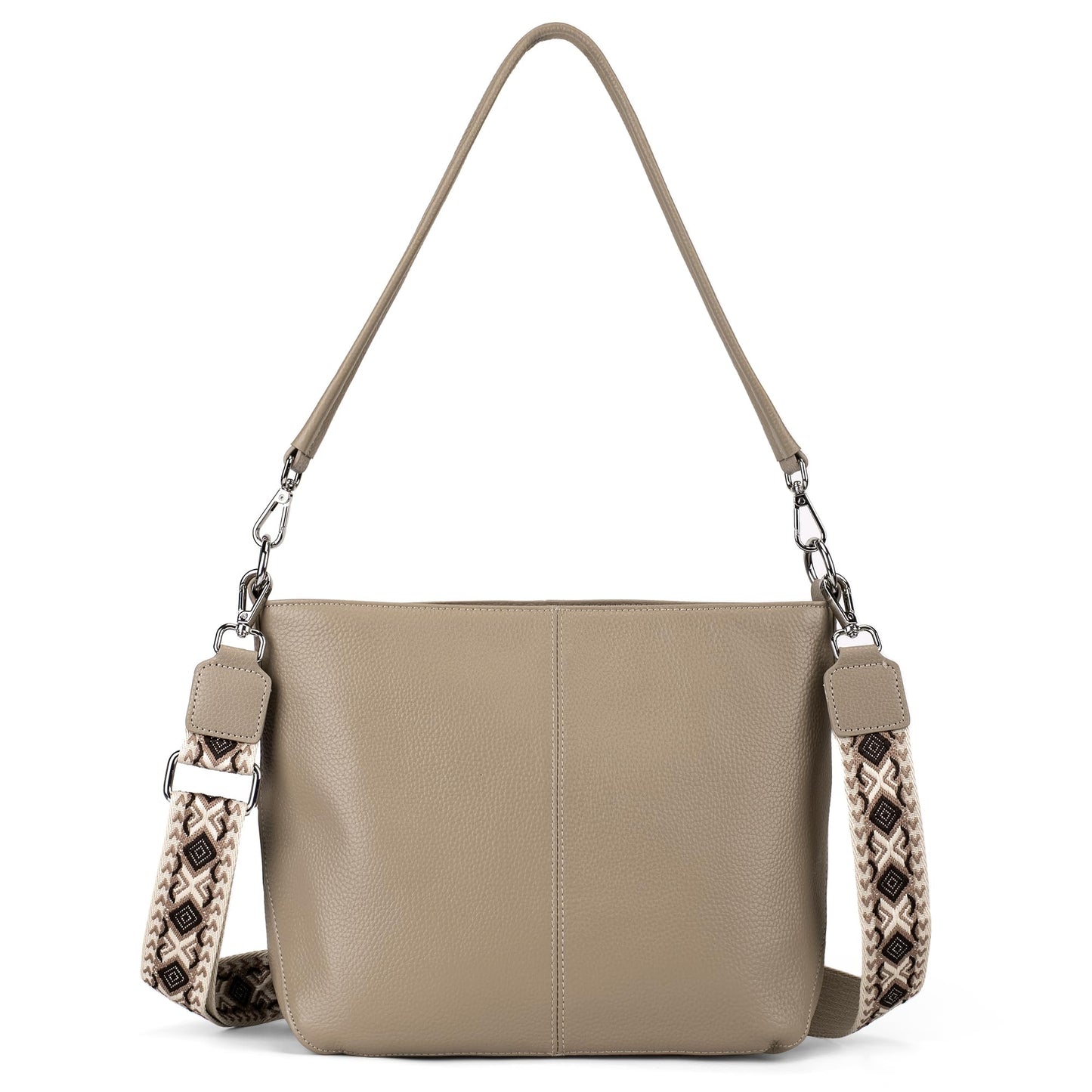 befen Genuine Leather Purse for Women, Soft Leather Crossbody Hobo Bag Women's Shoulder bag Handbags with 2 Removable Straps Designer Cross Body Purses for Everyday & Travel & Work Taupe
