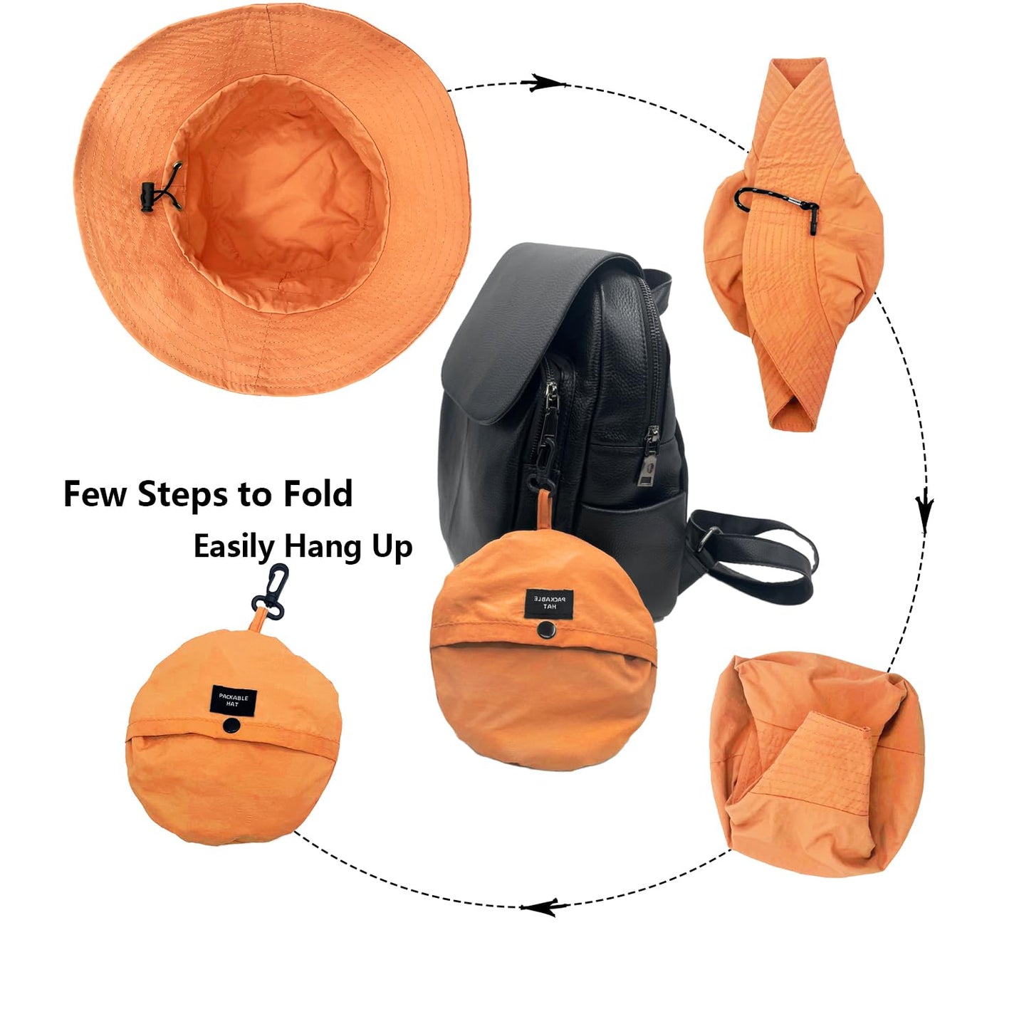 woogwin Waterproof Bucket Rain Hat with Chin Strap Quick Dry Packable Boonie Sun Hat Safari Hat UV Protection(Orange)