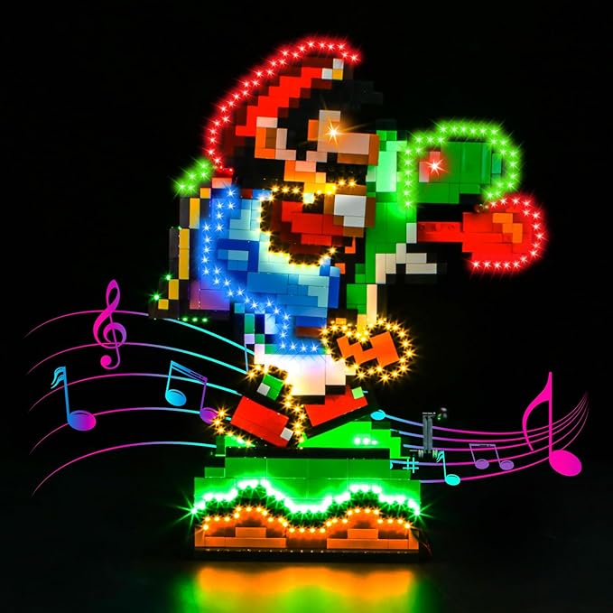 Upgraded Led Light Kit Compatible with Lego Super Mario World - Mario &amp Yoshi Building Set Music Version Compatible with Lego 71438 (Model Not Included)
