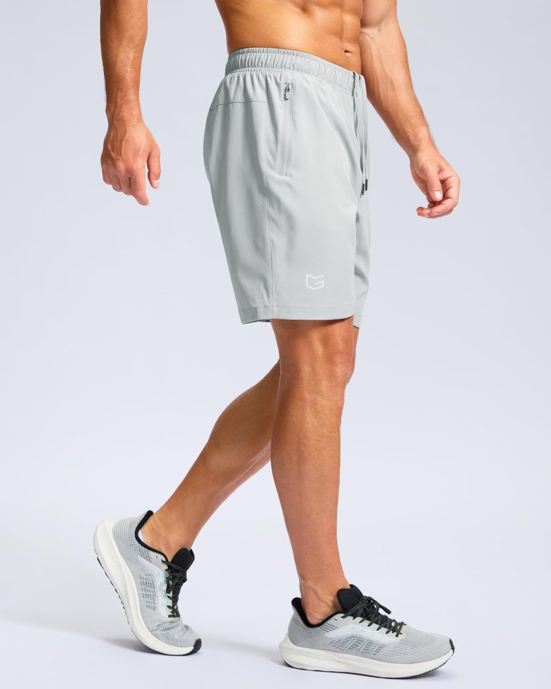 G Gradual Men's Athletic Running Shorts with Zipper Pockets Quick Dry 7"/ 5"/ 9" Workout Gym Shorts for Basketball Hiking(Platinum Grey,7S)