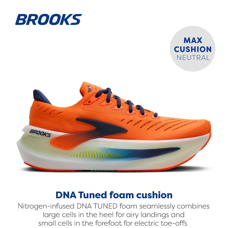 Brooks Men’s Glycerin Max 2 Neutral Running & Walking Shoe - Orange/Beacon Blue/Nightlife - 9.5 Medium