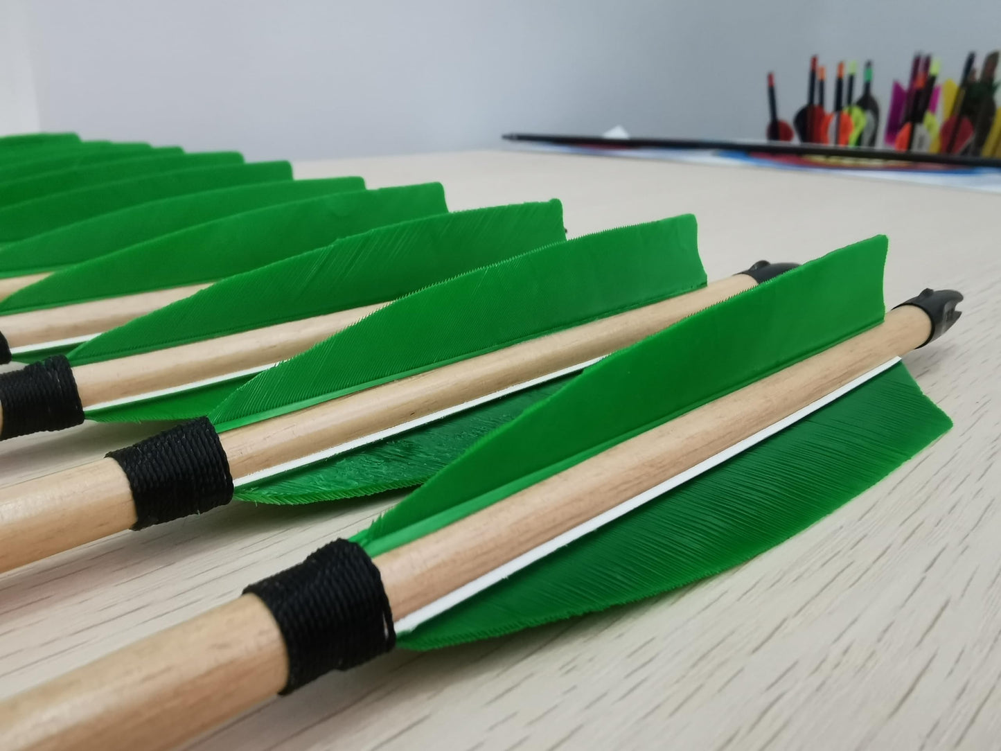PG1ARCHERY 32INCH Archery Wooden Arrows Practice Target Arrows for Longbow Recurve Bow (Pack of 12)