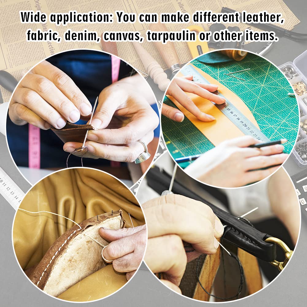 TLKKUE Leather Working Kit - Beginner's Leather Crafting Tool with Storage Bag, Leatherworking Tooling Kit for Sewing, Carving, Punching, Cutting, Stamping Tools