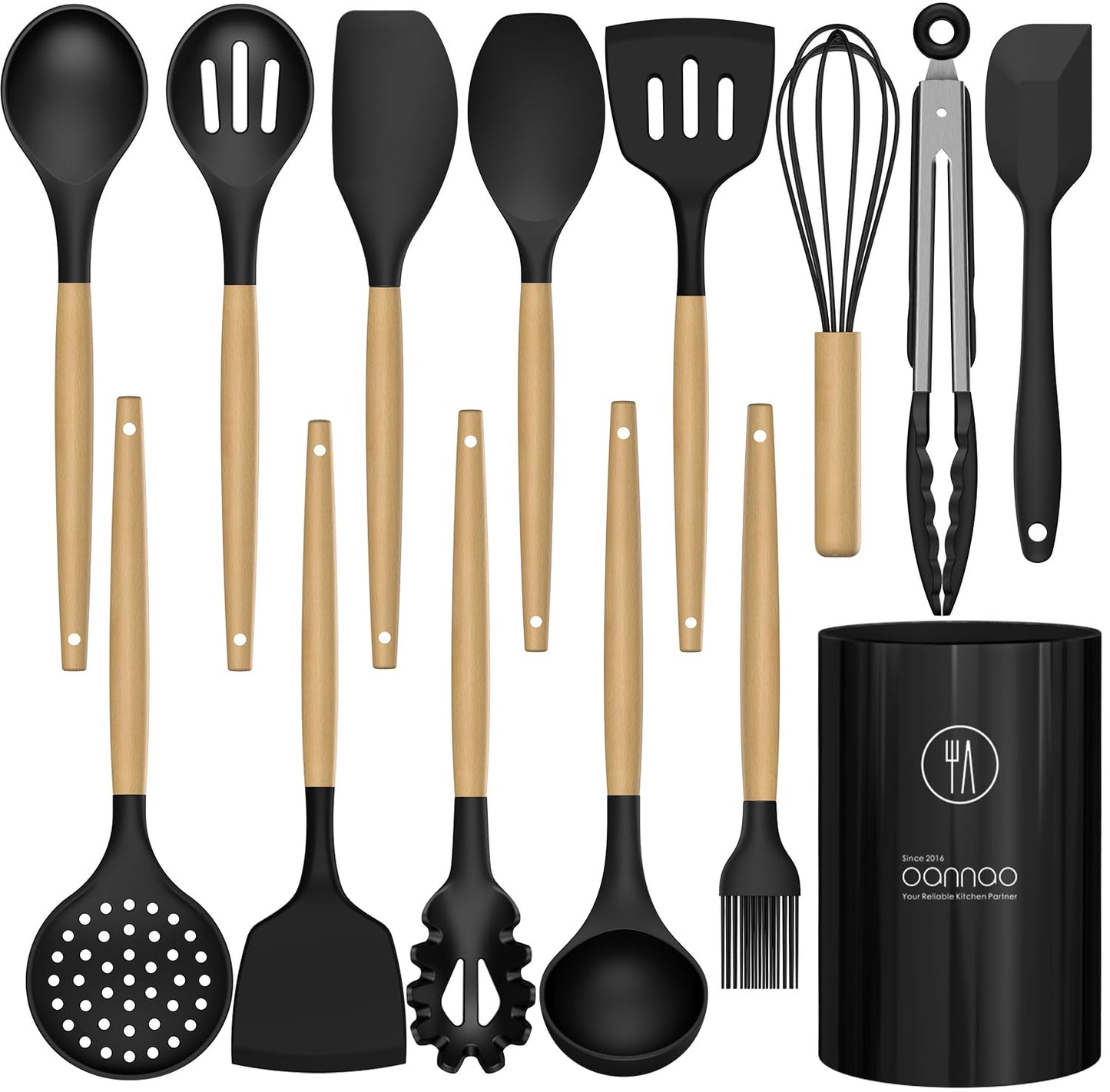 Silicone Cooking Utensils Kitchen Utensil Set - 446°F Heat Resistant Silicone Kitchen Utensils Set, Spatula,Turner Tongs, Spoon, Brush, Whisk,Kitchen Gadgets for Nonstick Cookware, BPA Free (Gray)