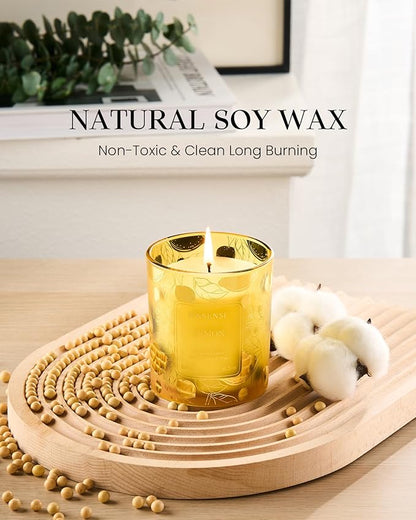 M&SENSE Lemon Scented Vegan Soy Candles, No Toxin 8.1oz 42-Hour Long Burning Time,Calming Stress Relief Candles for Home Fragrance Office,Fall Winter Thanksgiving Christmas Gifts Housewarming Gift