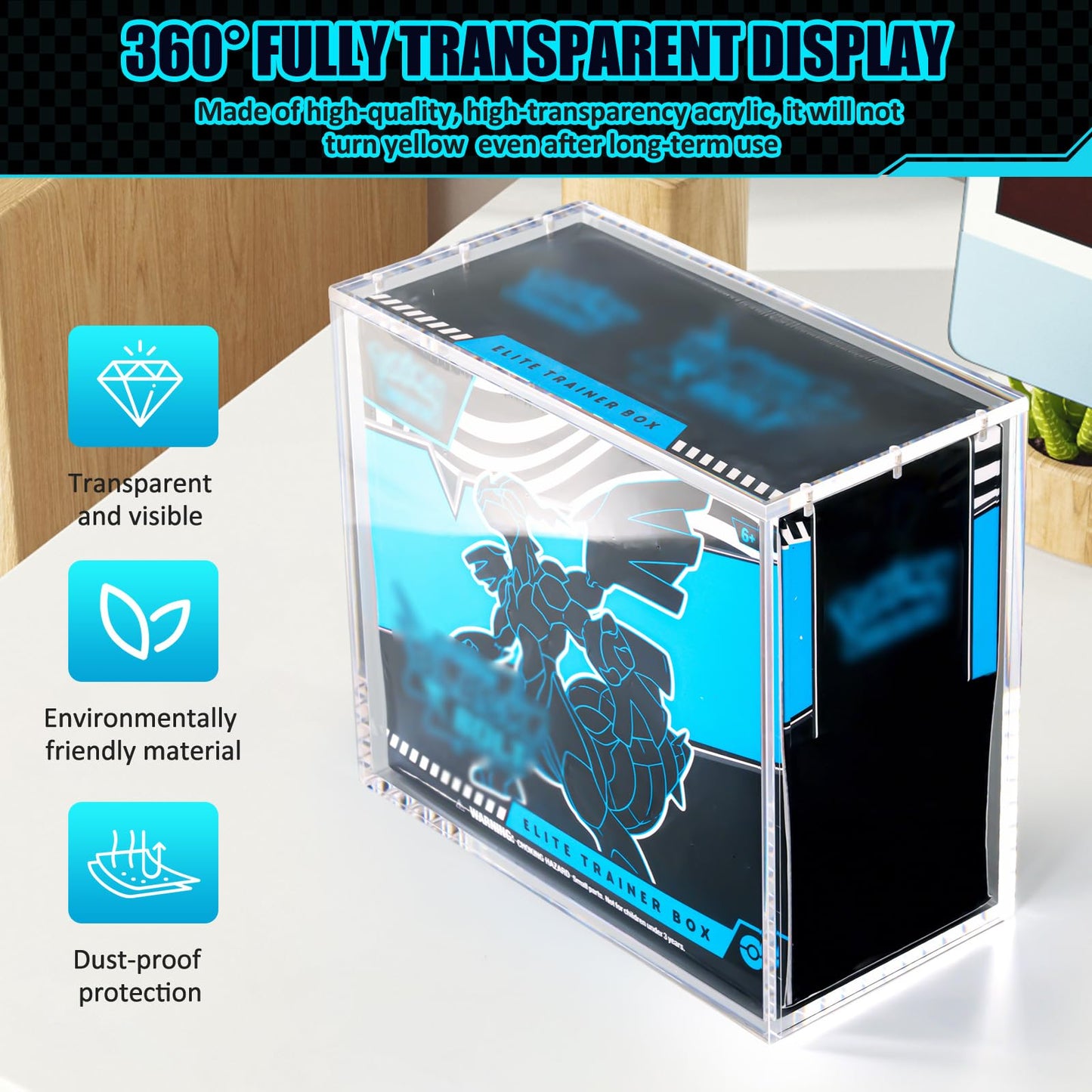 ETB Protector case, Elite Trainer Box 8mm+5mm Ultra Thick Stackable Acrylic Protector with Strong Magnets - Compatible with Elite Trainer Boxes