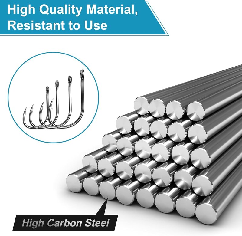 ReeMoo Premium Fishing Hooks - 500PCS Carbon Steel Set | 10 Sizes with Portable Box for Freshwater & Seawater