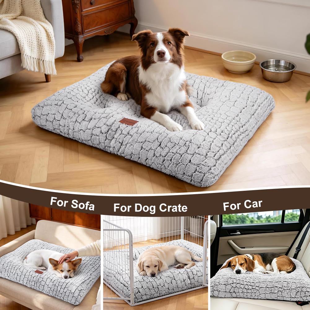 Dog Bed Crate Pad - Soft Fluffy Pet Cushion Mat for Small Dogs, Anti-Slip Comfy Kennel Pad for Puppy Crates