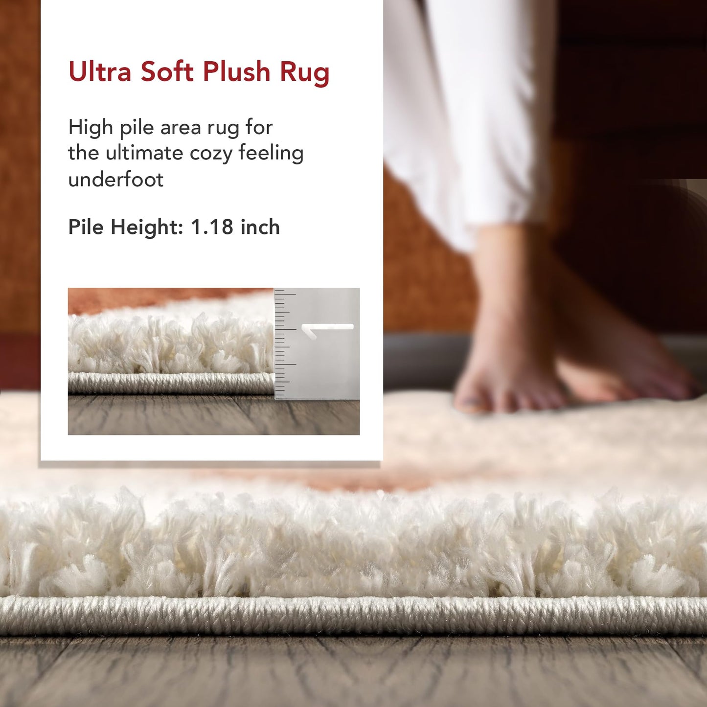 nuLOOM Kali Rust/Ivory, 4' x 6', Tribal Abstract, Shag, Soft and Plush, High Traffic, Stain Resistant, Easy Clean, Durable Area Rug for Bedroom, Living Room, Dining Space, Den, Foyer, Entryway