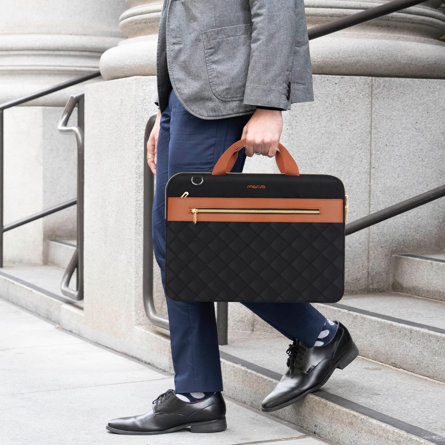 MOSISO Laptop Bag for Men, 15-16 inch Computer Bags Compatible with MacBook Pro 16 inch/Air 15 inch, HP Dell Acer Asus Notebook, Laptop Messenger Shoulder Bag with Trolley Sleeve&Front Pocket, Black
