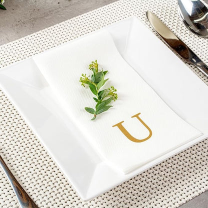 Luxenap 15.8 X 7.9 Inch Linen-Feel Guest Towels, 50 Lettered Hand Towels