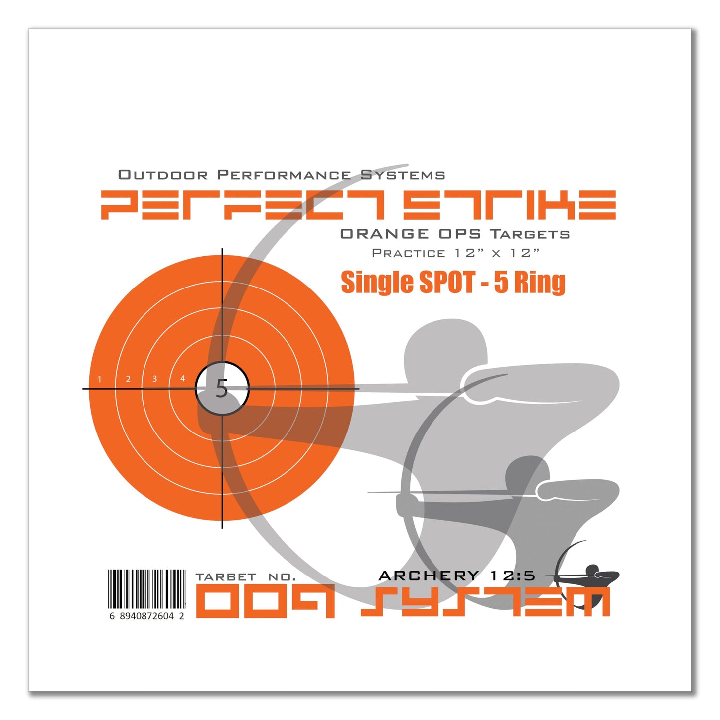 Perfect Strike Archery Paper Targets. Single Spot Bullseye Design. (12" x 12"). PSA-OO-SYS-009. (12 Targets)
