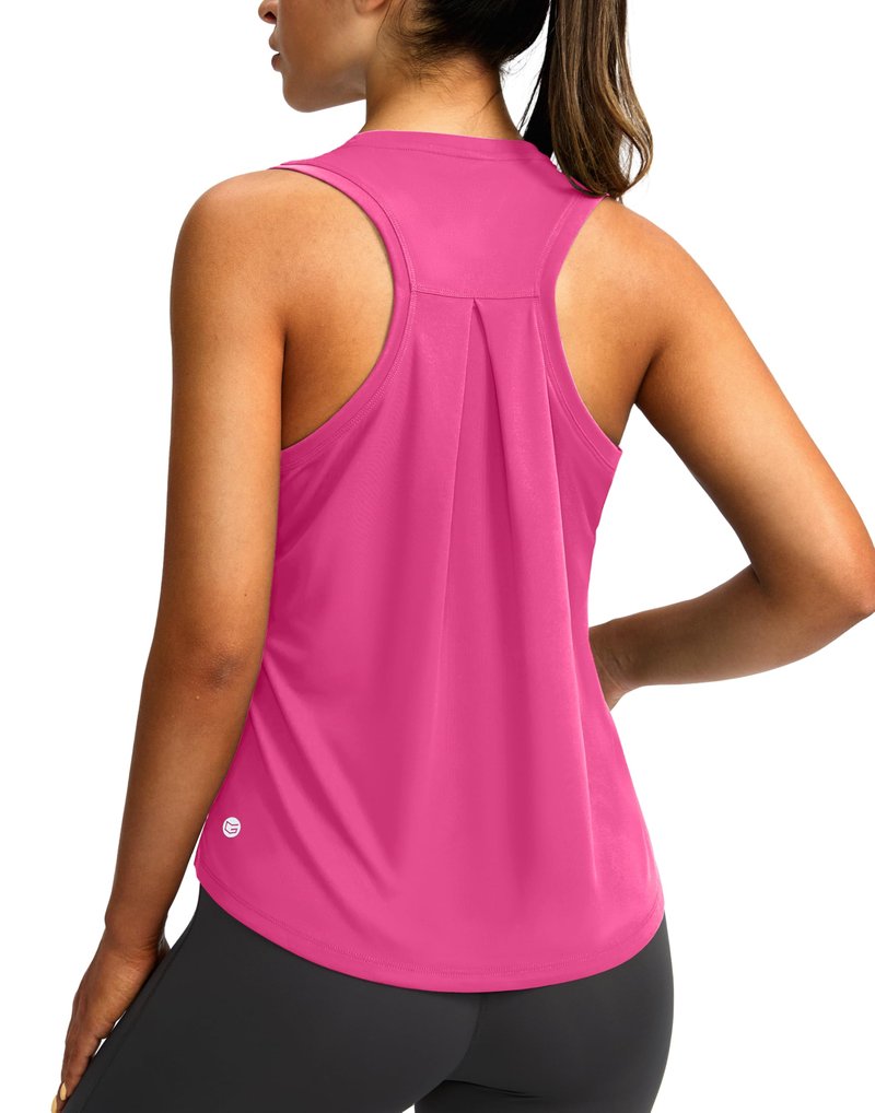 Women's Workout Tops Racerback Athletic Tank Tops Sleeveless Loose Fit Yoga Running Gym Shirts for Women(Magenta,XL)