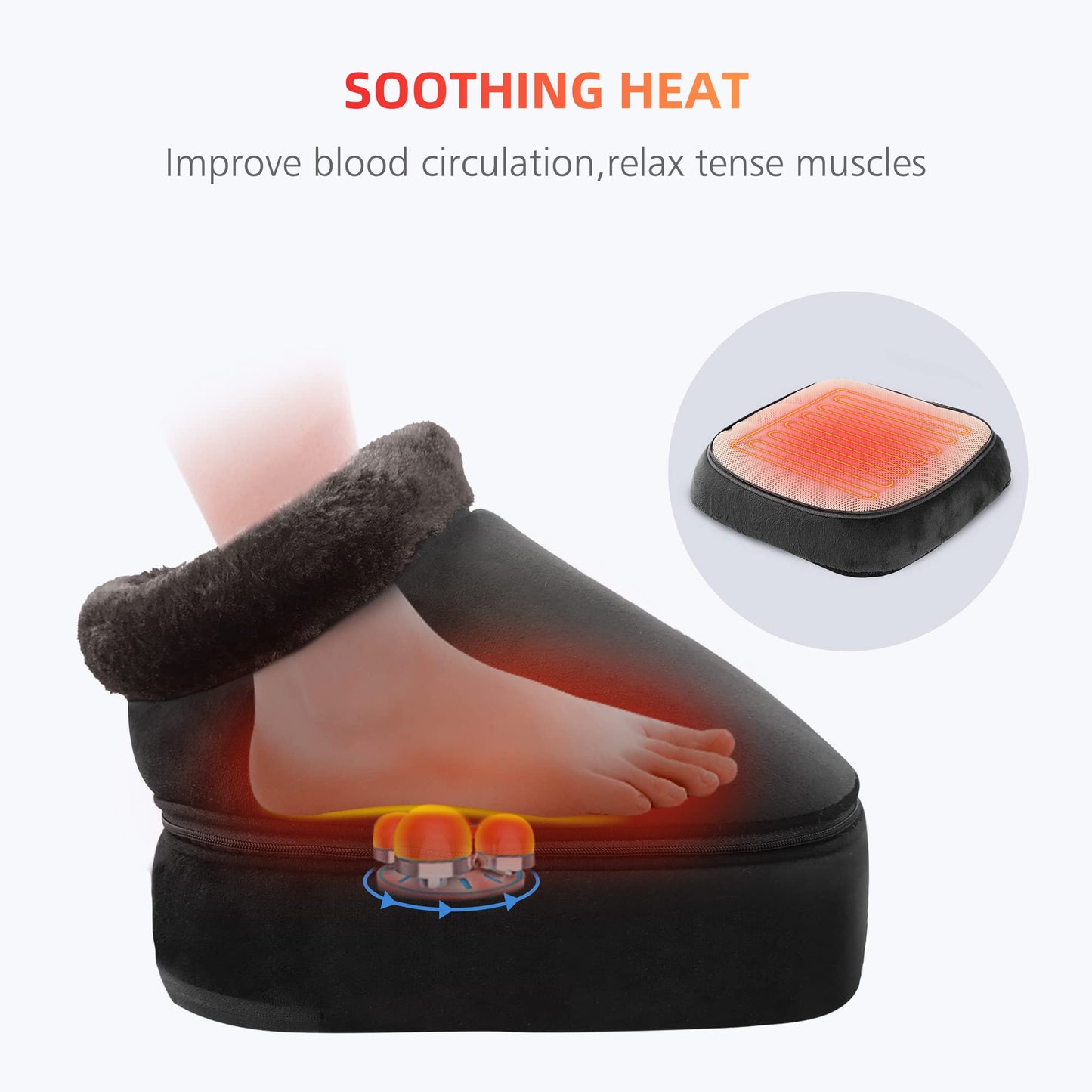 COMFIER Foot Massager with Heat, Electric Foot Warmer,Gifts for Women,Men, Shiatsu Feet Massager Machine for Plantar Fasciitis,Neuropathy, 2-in-1 Foot & Back Massager, Foot Heater