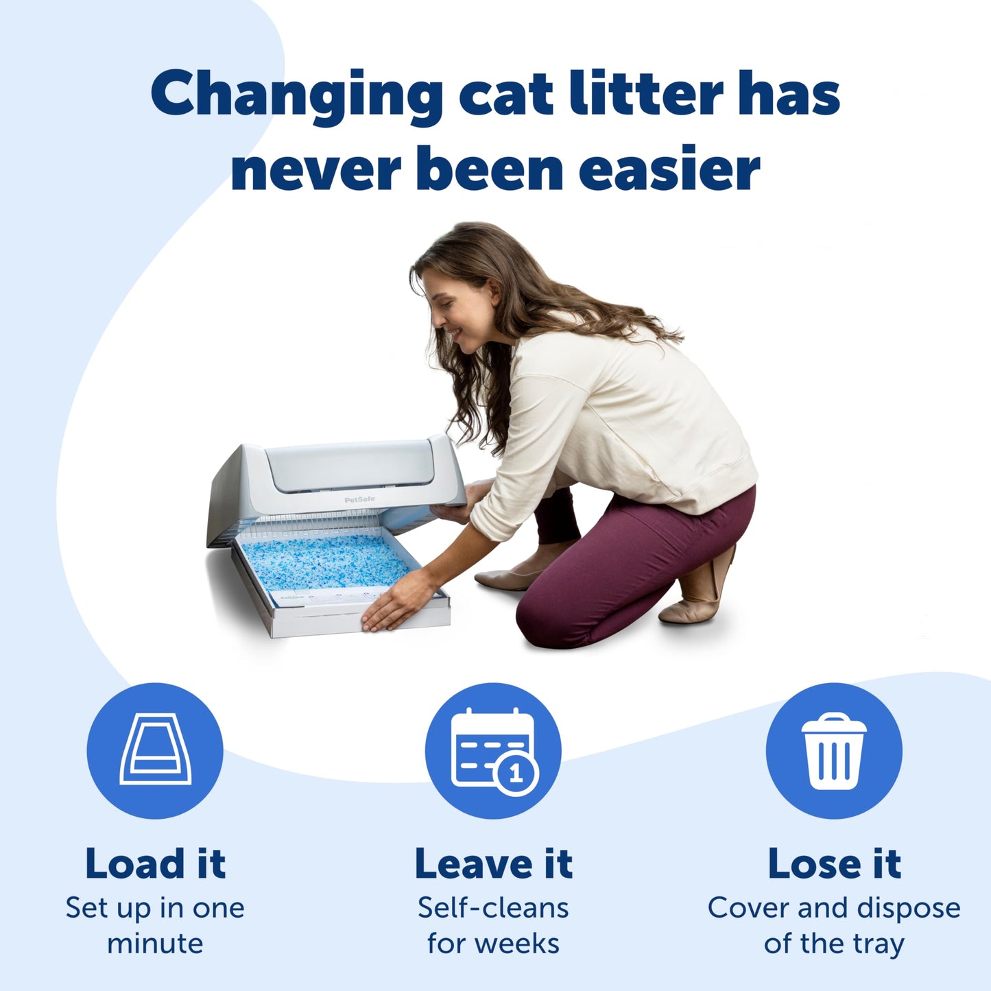 PetSafe ScoopFree Self-Cleaning Cat Litter Box Tray Refills with Premium Blue Non-Clumping Crystals, 3-Pack