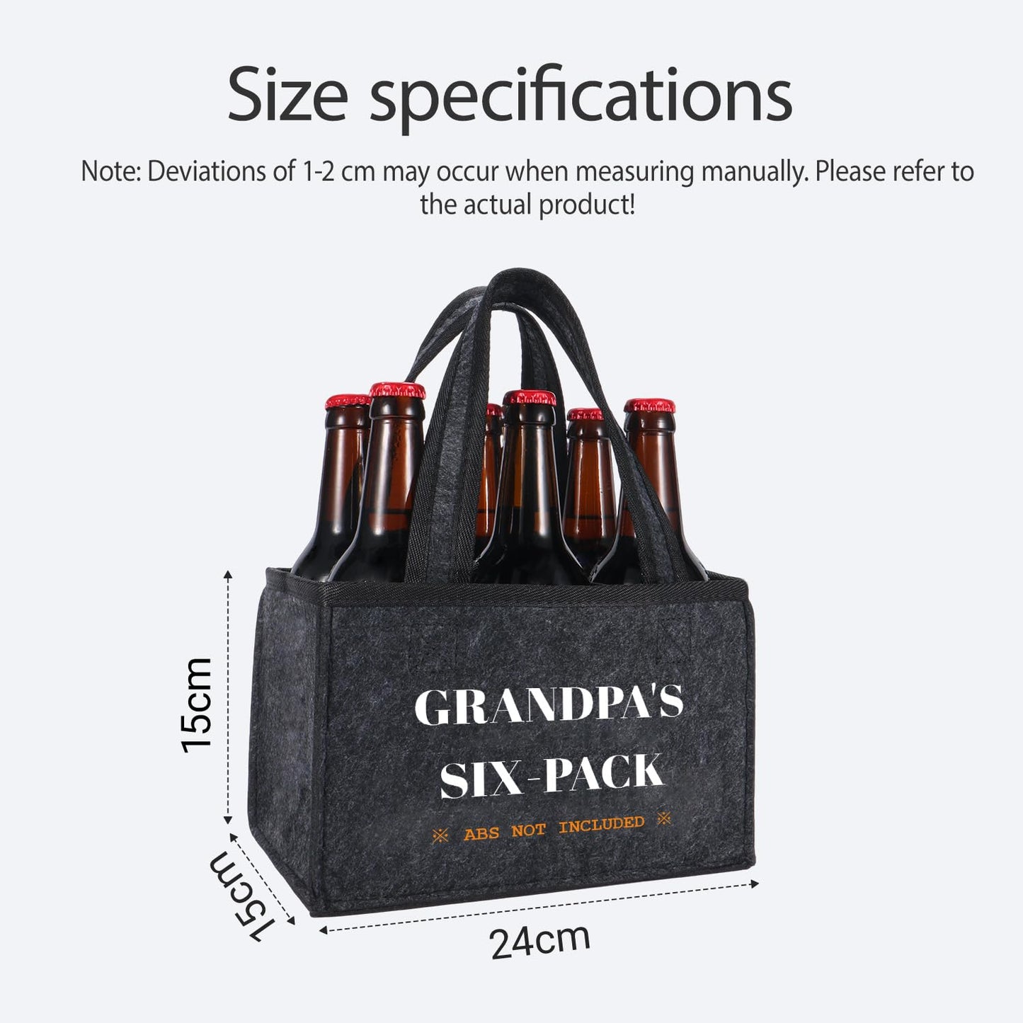 Funny Gifts for Grandpa, Grandpa Beer Carrier Felt Bottle Tote, Father’s Day Birthday Gift for Dad, Reusable Drink Caddy for Camping, BBQ, Picnic, and Party