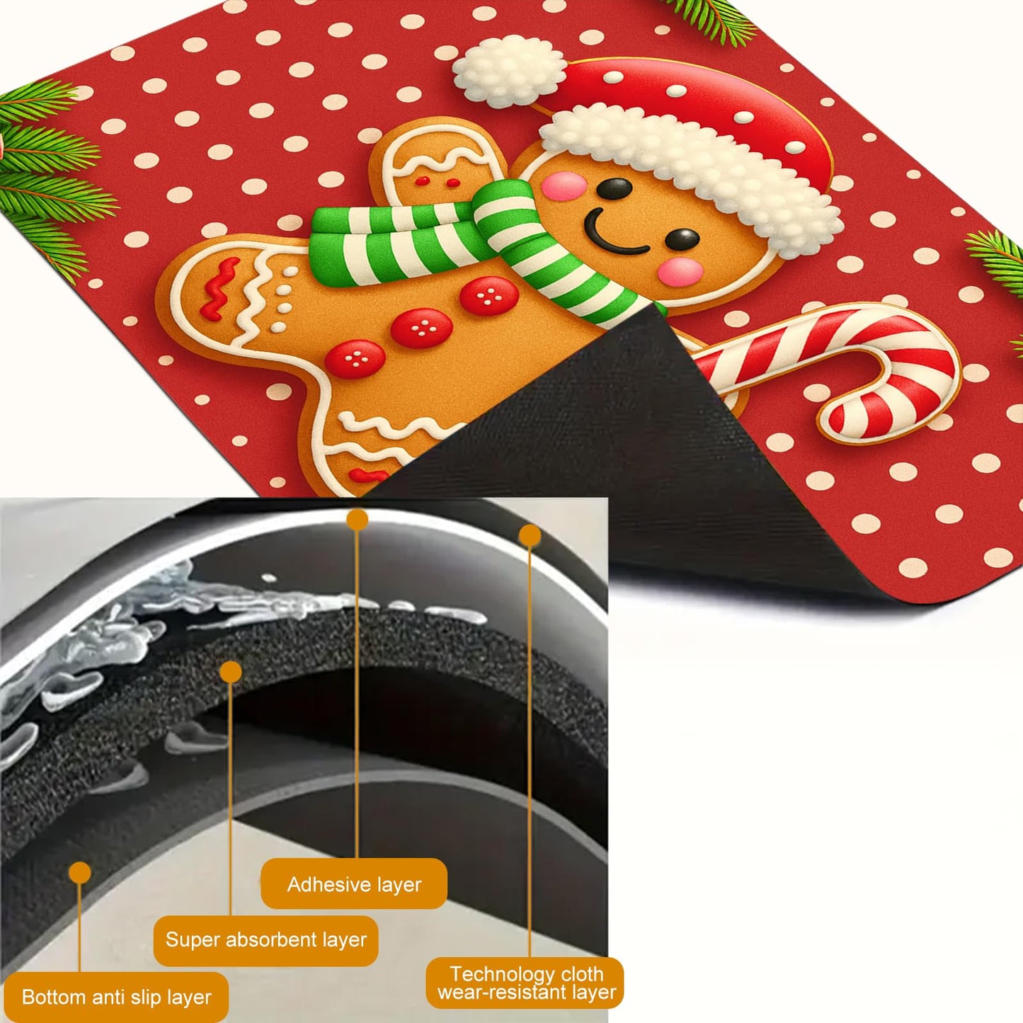 HOMETITUTE Stove Top Covers for Electric Glass Stove 28x20 Inch Gingerbread Man Christmas Cooktop Protector Heat Resistant Counter Cover Dish Drying Mat for Kitchen RV Camper