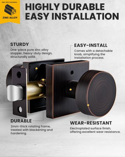 Goldenwarm Oil Rubbed Bronze Privacy Door Knob for Interior Doors, Zinc Alloy Bronze Door Knob Interior for Bedroom & Bathroom, Keyless Lock with Emergency Release, Adjustable & Reversible - 1 Pack